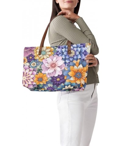 African Women Tote Bag Tribal Ethnic Top Handle Bags Casual Handbag Purse, Gift for Mom Wife Boho Mandala Flower-purple $26.0...