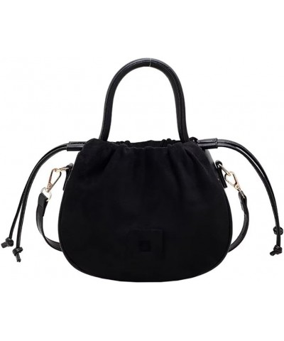 Cute Crossbody Purse for Women Suede Tote Bag Drawstring Handbag Top Handle Satchel Purse Adjustable Shoulder Handbag Black $...