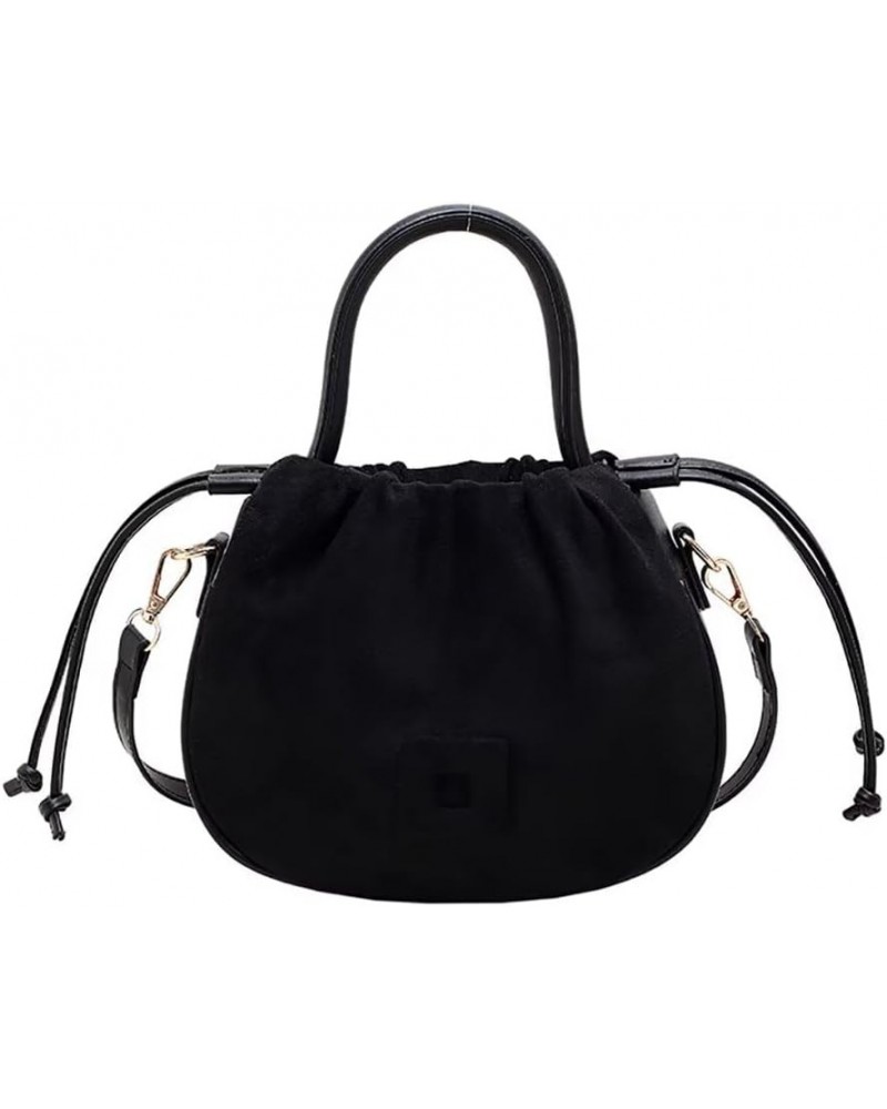 Cute Crossbody Purse for Women Suede Tote Bag Drawstring Handbag Top Handle Satchel Purse Adjustable Shoulder Handbag Black $...