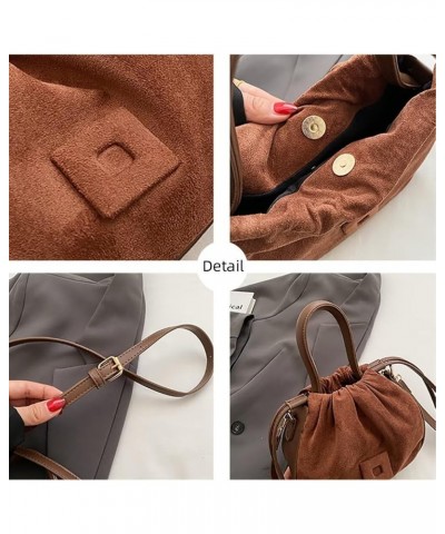 Cute Crossbody Purse for Women Suede Tote Bag Drawstring Handbag Top Handle Satchel Purse Adjustable Shoulder Handbag Black $...