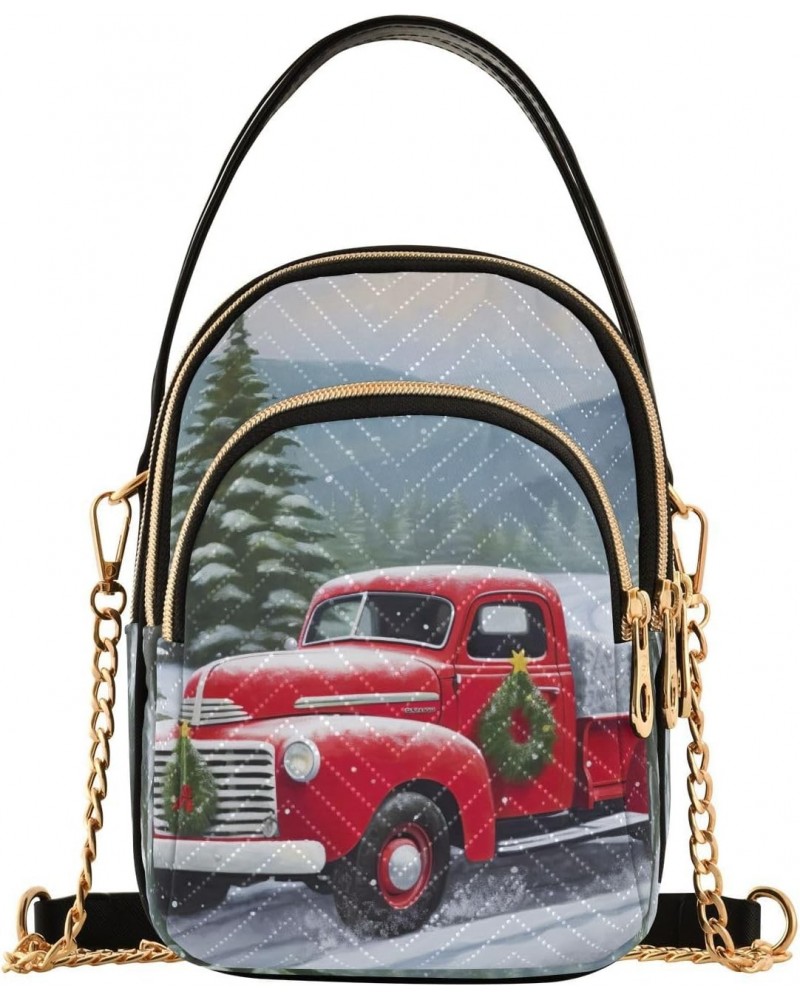 Snowy Christmas Trees Truck Crossbody Bags for Women Crossbody Purse Bag Shoulder Handbag with Chain Strap for Daily Use $11....