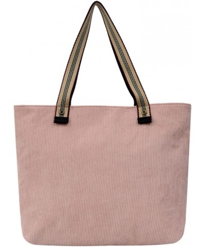 Corduroy Tote Bags Women Canvas Casual Shoulder Bags Top Handle Retro Satchel Purse Pink $9.44 Totes