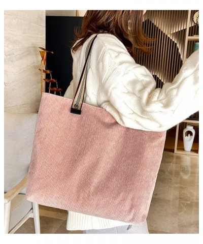 Corduroy Tote Bags Women Canvas Casual Shoulder Bags Top Handle Retro Satchel Purse Pink $9.44 Totes