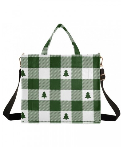 Christmas Tree on Green Plaid Tote Bag Corduroy Bag Large Handbag Shoulder Bag Satchel Bag for Women $12.00 Totes