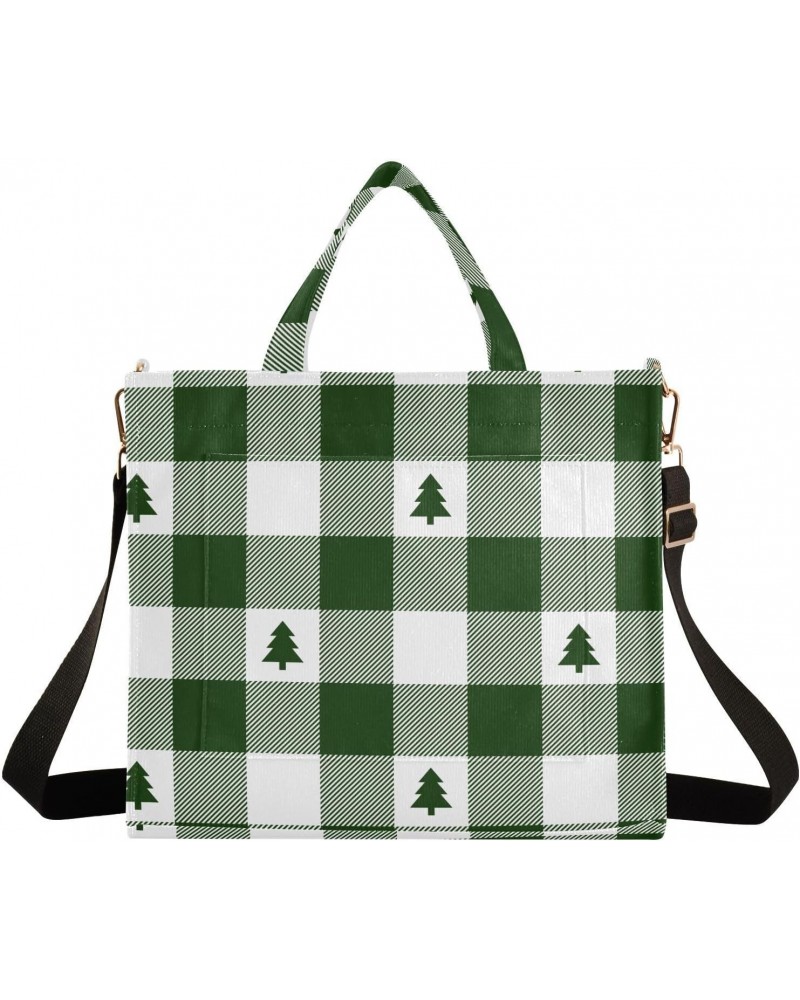 Christmas Tree on Green Plaid Tote Bag Corduroy Bag Large Handbag Shoulder Bag Satchel Bag for Women $12.00 Totes