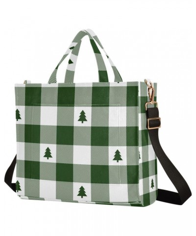 Christmas Tree on Green Plaid Tote Bag Corduroy Bag Large Handbag Shoulder Bag Satchel Bag for Women $12.00 Totes