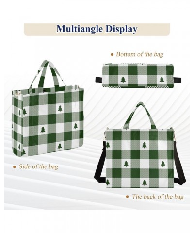 Christmas Tree on Green Plaid Tote Bag Corduroy Bag Large Handbag Shoulder Bag Satchel Bag for Women $12.00 Totes