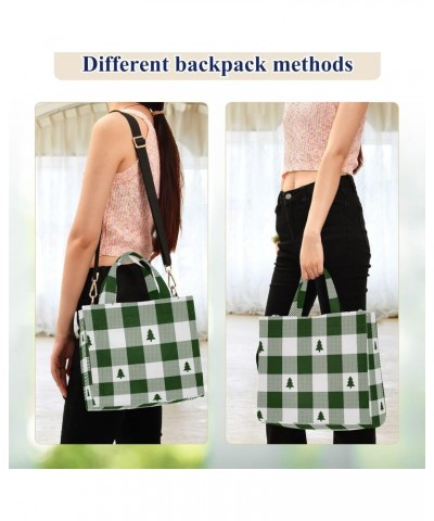 Christmas Tree on Green Plaid Tote Bag Corduroy Bag Large Handbag Shoulder Bag Satchel Bag for Women $12.00 Totes