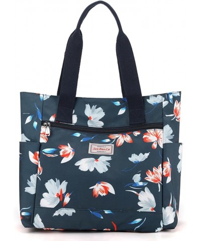 Women's shoulder bag, handbag, print, women's bag, nylon cloth bag, women's cross-body bag Magnolia Flowers on a Blue Backgro...