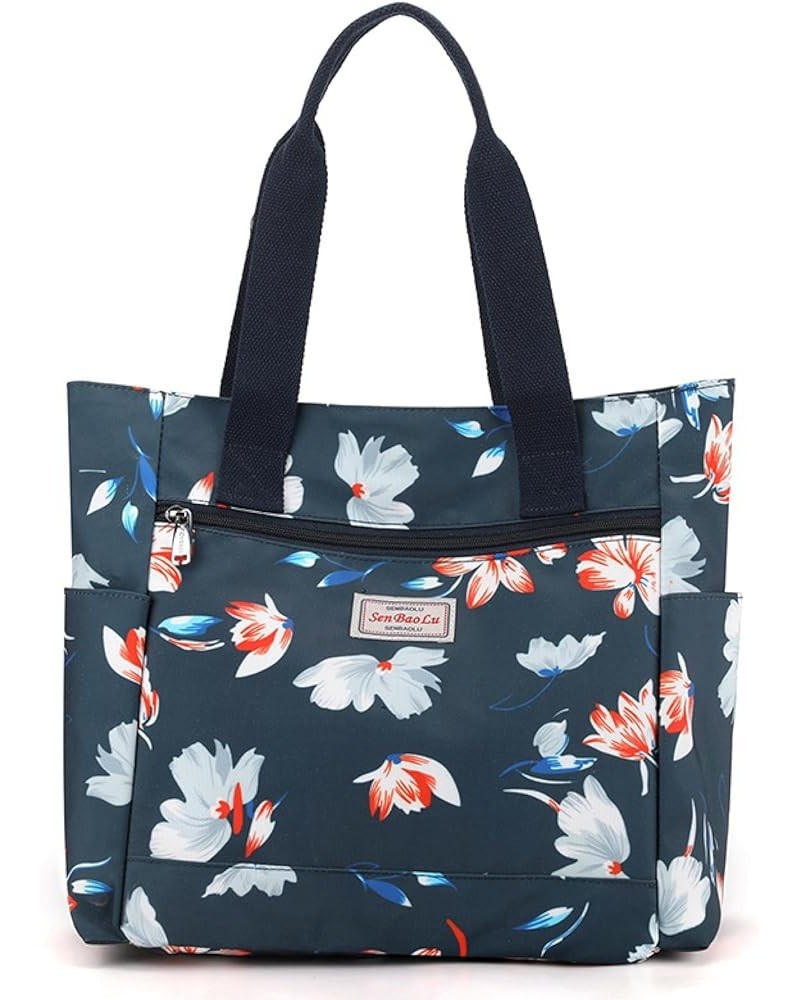 Women's shoulder bag, handbag, print, women's bag, nylon cloth bag, women's cross-body bag Magnolia Flowers on a Blue Backgro...