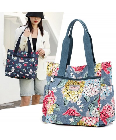 Women's shoulder bag, handbag, print, women's bag, nylon cloth bag, women's cross-body bag Magnolia Flowers on a Blue Backgro...