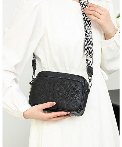 Women Adjustable Wide Strap Multiple Pockets Handbags PU Leather Crossbody Camera Bags Black $34.73 Crossbody Bags