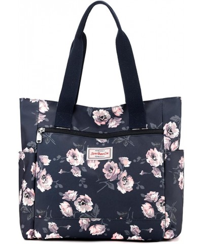 Women's shoulder bag, handbag, print, women's bag, nylon cloth bag, women's cross-body bag Magnolia Flowers on a Blue Backgro...