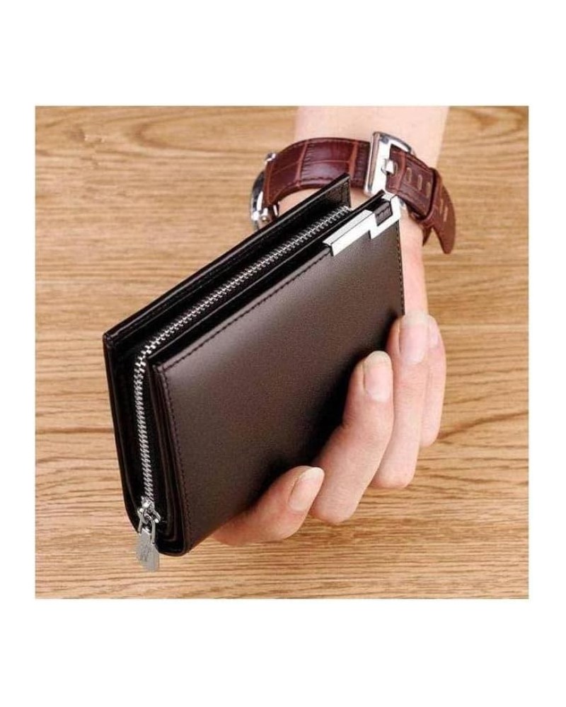 Card Holder Leather Wallet Large Capacity Short Coin Purses Men's Bifold Clutch for Coin Card Organizer 9.5x11.8cm Browm-1 $3...