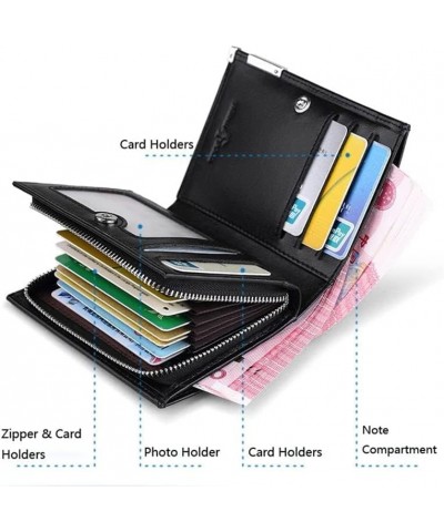 Card Holder Leather Wallet Large Capacity Short Coin Purses Men's Bifold Clutch for Coin Card Organizer 9.5x11.8cm Browm-1 $3...