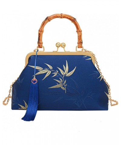 New Chinese Style Bags Worn With Cheongsam, Women's Chinese Style Hanfu Gold Bag Handbag, Retro Hand-Carried Bamboo Bag Blue ...