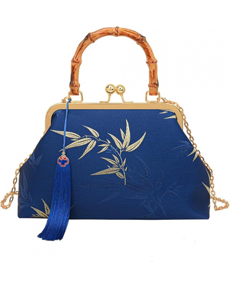 New Chinese Style Bags Worn With Cheongsam, Women's Chinese Style Hanfu Gold Bag Handbag, Retro Hand-Carried Bamboo Bag Blue ...