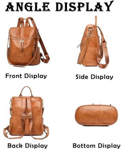 Backpack Purse for Women Fashion PU Leather Travel Satchel Handbag Shoulder Bag with Purse Design 2 Piece Brown Black $17.91 ...