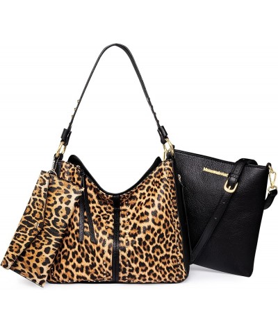 Tote Handbags for Women Concealed Carry Purses Vegan Leather Hobo Shoulder Bag 3pcs Purse Set Z146 Leopard $18.87 Totes