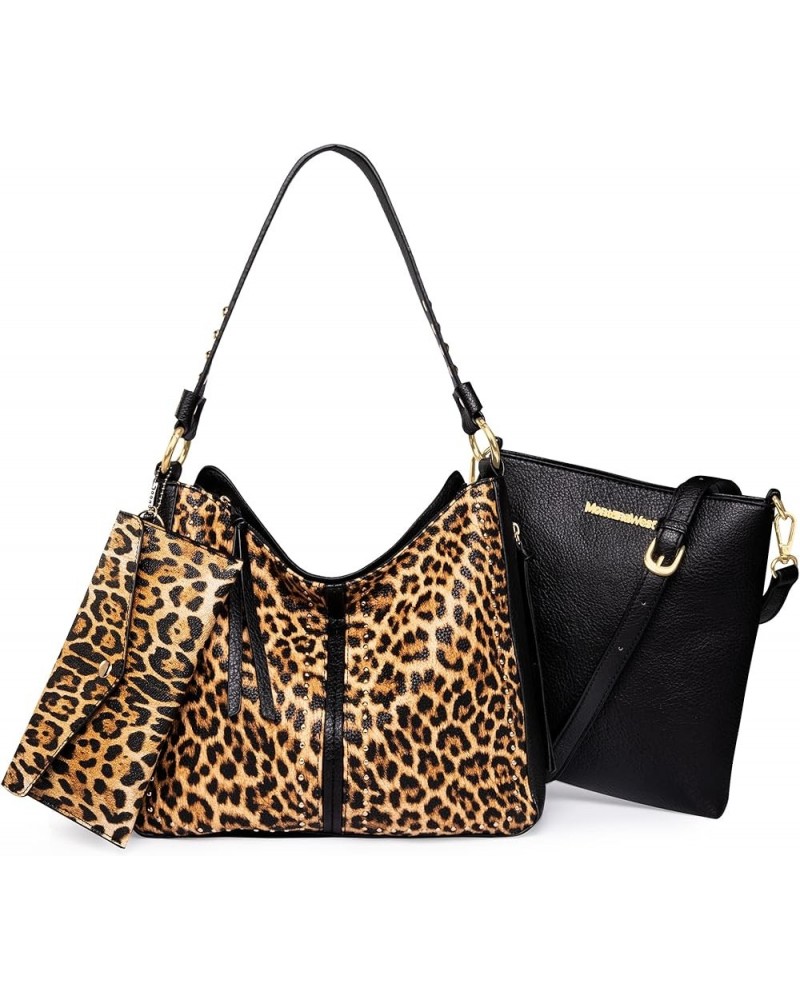 Tote Handbags for Women Concealed Carry Purses Vegan Leather Hobo Shoulder Bag 3pcs Purse Set Z146 Leopard $18.87 Totes