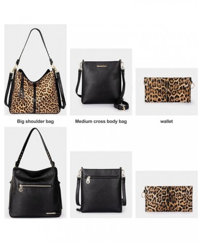 Tote Handbags for Women Concealed Carry Purses Vegan Leather Hobo Shoulder Bag 3pcs Purse Set Z146 Leopard $18.87 Totes