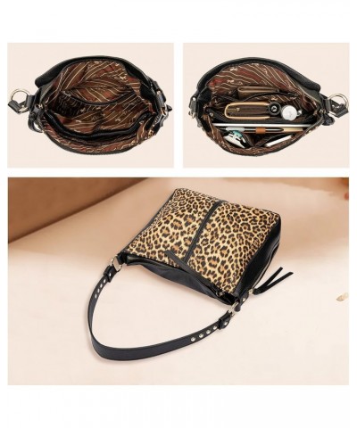 Tote Handbags for Women Concealed Carry Purses Vegan Leather Hobo Shoulder Bag 3pcs Purse Set Z146 Leopard $18.87 Totes