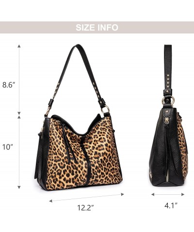 Tote Handbags for Women Concealed Carry Purses Vegan Leather Hobo Shoulder Bag 3pcs Purse Set Z146 Leopard $18.87 Totes