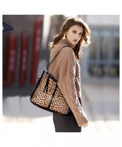 Tote Handbags for Women Concealed Carry Purses Vegan Leather Hobo Shoulder Bag 3pcs Purse Set Z146 Leopard $18.87 Totes