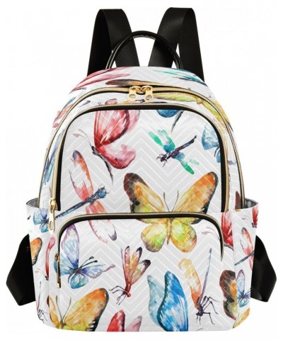 Rainbow Butterfly Dragonfly Backpack Purse for Women Travel Handbag Shoulder Bag $14.00 Backpacks