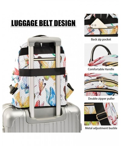 Rainbow Butterfly Dragonfly Backpack Purse for Women Travel Handbag Shoulder Bag $14.00 Backpacks