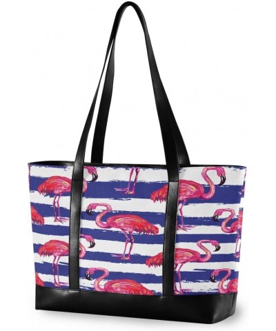 Women's Tote Shoulder Bag Pink Flamingos Rainbow Flag Capacity Handbag $22.87 Shoulder Bags