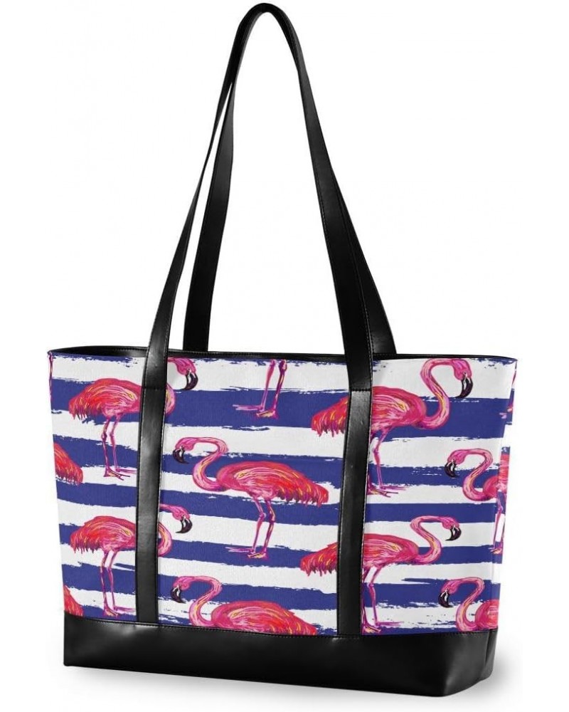 Women's Tote Shoulder Bag Pink Flamingos Rainbow Flag Capacity Handbag $22.87 Shoulder Bags