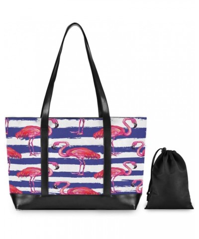 Women's Tote Shoulder Bag Pink Flamingos Rainbow Flag Capacity Handbag $22.87 Shoulder Bags