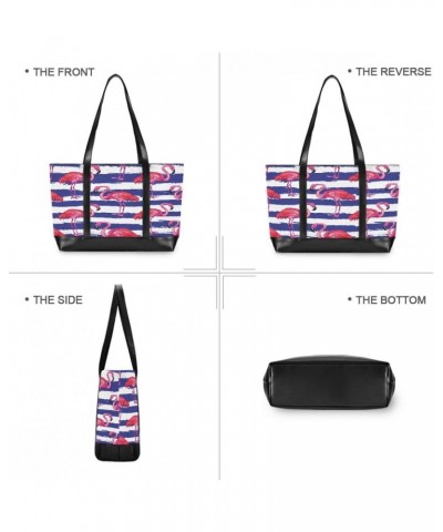 Women's Tote Shoulder Bag Pink Flamingos Rainbow Flag Capacity Handbag $22.87 Shoulder Bags