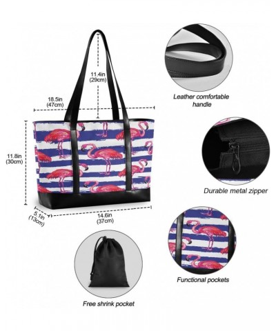 Women's Tote Shoulder Bag Pink Flamingos Rainbow Flag Capacity Handbag $22.87 Shoulder Bags