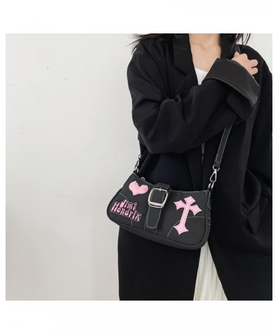 Women Shoulder Purse Sweetheart Cool Underarm Crossbody Bags Chain Handbag-Black Black $25.13 Totes