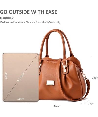 Womens Designer Handbag Stylish Top Handle Handbags Soft PU Leather Shoulder Bags Crossbody Bag Khaki Brown $27.77 Totes