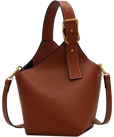 Women's Bucket Shoulder Crossbody Bag PU Leather Hobo Bag Fashion Purse Retro Handbag Totes Satchels Brown $16.32 Totes