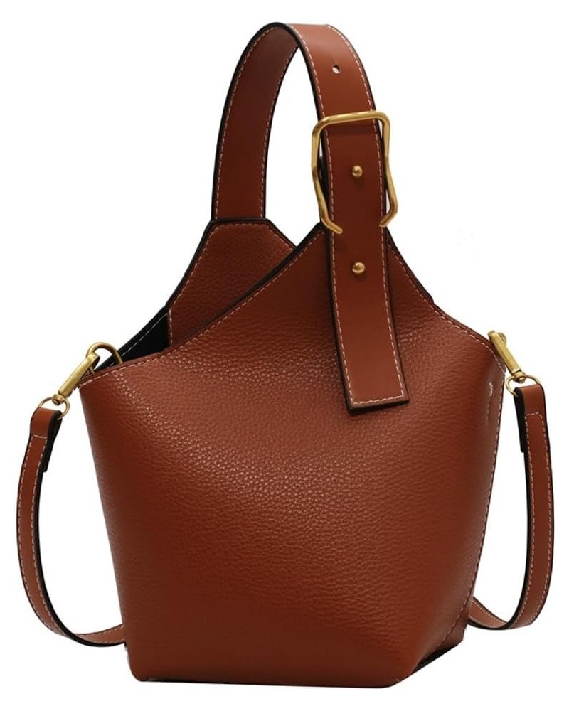 Women's Bucket Shoulder Crossbody Bag PU Leather Hobo Bag Fashion Purse Retro Handbag Totes Satchels Brown $16.32 Totes