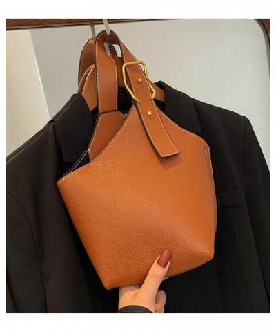 Women's Bucket Shoulder Crossbody Bag PU Leather Hobo Bag Fashion Purse Retro Handbag Totes Satchels Brown $16.32 Totes