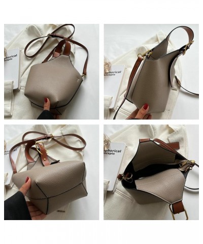 Women's Bucket Shoulder Crossbody Bag PU Leather Hobo Bag Fashion Purse Retro Handbag Totes Satchels Brown $16.32 Totes