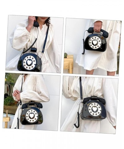 2 Pcs Telephone Diagonal Bag Clock Bag Pu Handbag Portable Shopping Bag Womens Wallet Telephone Black $16.68 Crossbody Bags