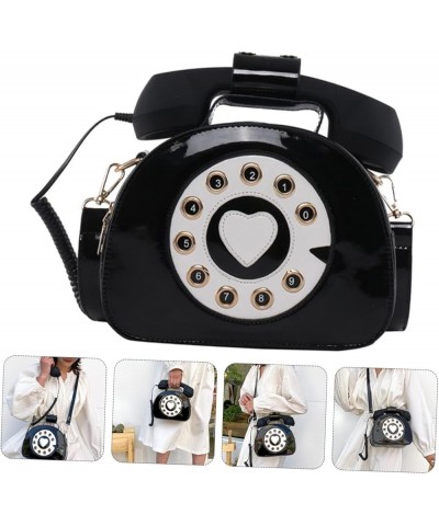 2 Pcs Telephone Diagonal Bag Clock Bag Pu Handbag Portable Shopping Bag Womens Wallet Telephone Black $16.68 Crossbody Bags