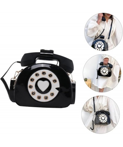 2 Pcs Telephone Diagonal Bag Clock Bag Pu Handbag Portable Shopping Bag Womens Wallet Telephone Black $16.68 Crossbody Bags