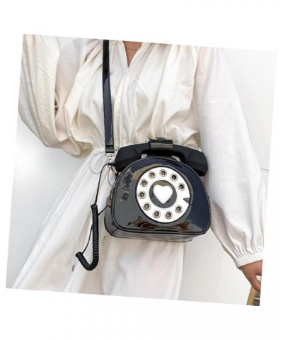 2 Pcs Telephone Diagonal Bag Clock Bag Pu Handbag Portable Shopping Bag Womens Wallet Telephone Black $16.68 Crossbody Bags