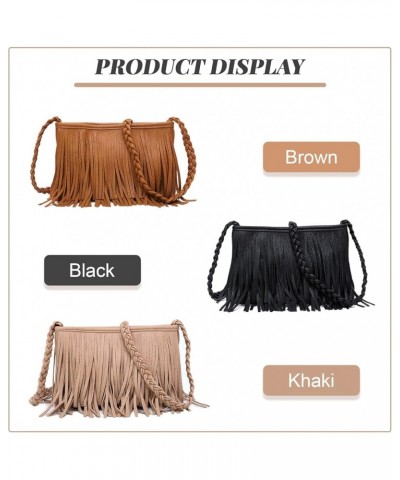 Women Hobo Fringe Crossbody Purse Vintage Small Tassel Shoulder Handbags Envelope Tassel Purses Black01 $22.04 Totes