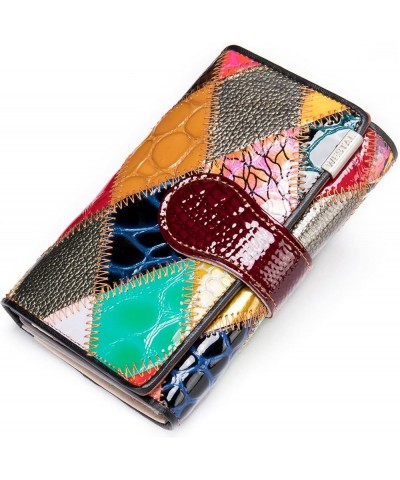 Small Wallets for Women Multicolor Genuine Leather Trifold Card Holder with ID Window Ladies Zipper Coin Purse B / Multi $26....