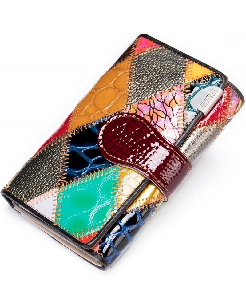 Small Wallets for Women Multicolor Genuine Leather Trifold Card Holder with ID Window Ladies Zipper Coin Purse B / Multi $26....