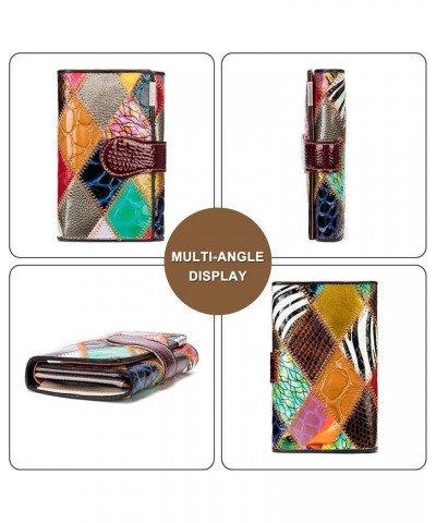 Small Wallets for Women Multicolor Genuine Leather Trifold Card Holder with ID Window Ladies Zipper Coin Purse B / Multi $26....