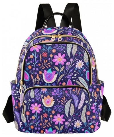 Cartoon Creative Purple Flowers Fashion Backpack Purse for Women, Casual Daypacks, Ladies Gift for Traveling Hiking Multicolo...